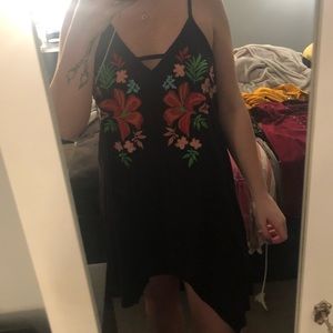 navy floral beach dress coverup